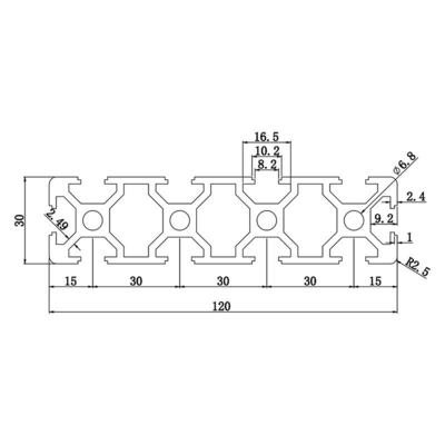 30*120 High Quality Aluminum Profiles Experienced China Factory Industry Custom Cutting Bending Welding Services