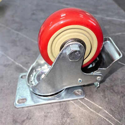 4 Inch Medium Flat Casters Hot Sale Swivel And Brake Top Plate Casters Made of Durable Steel Various Industrial