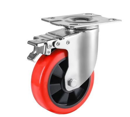 4 Inch Medium Flat Casters Hot Sale Swivel And Brake Top Plate Casters Made of Durable Steel Various Industrial