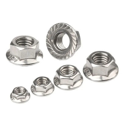 Custom M4 M5 M6 M8 M10 M12 Zinc Plated Carbon Steel Self Locking Hex Drive Flange Nut with Serrated