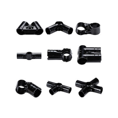 HJ-21 Hot Sale High Quality 110 Degree Black Metal Joint and Pipe Connector for OD 28 mm Lean/Coated Pipe